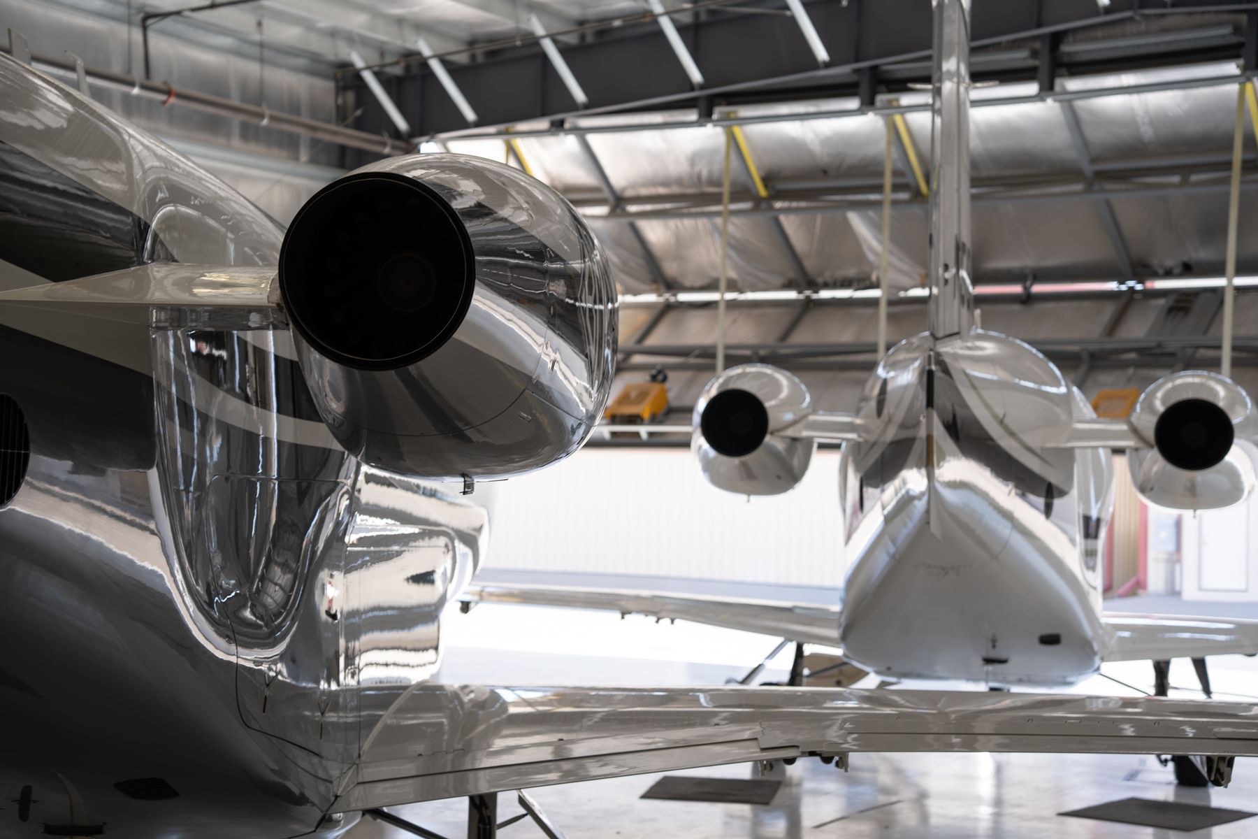 Two jets on the ramp, from behind
