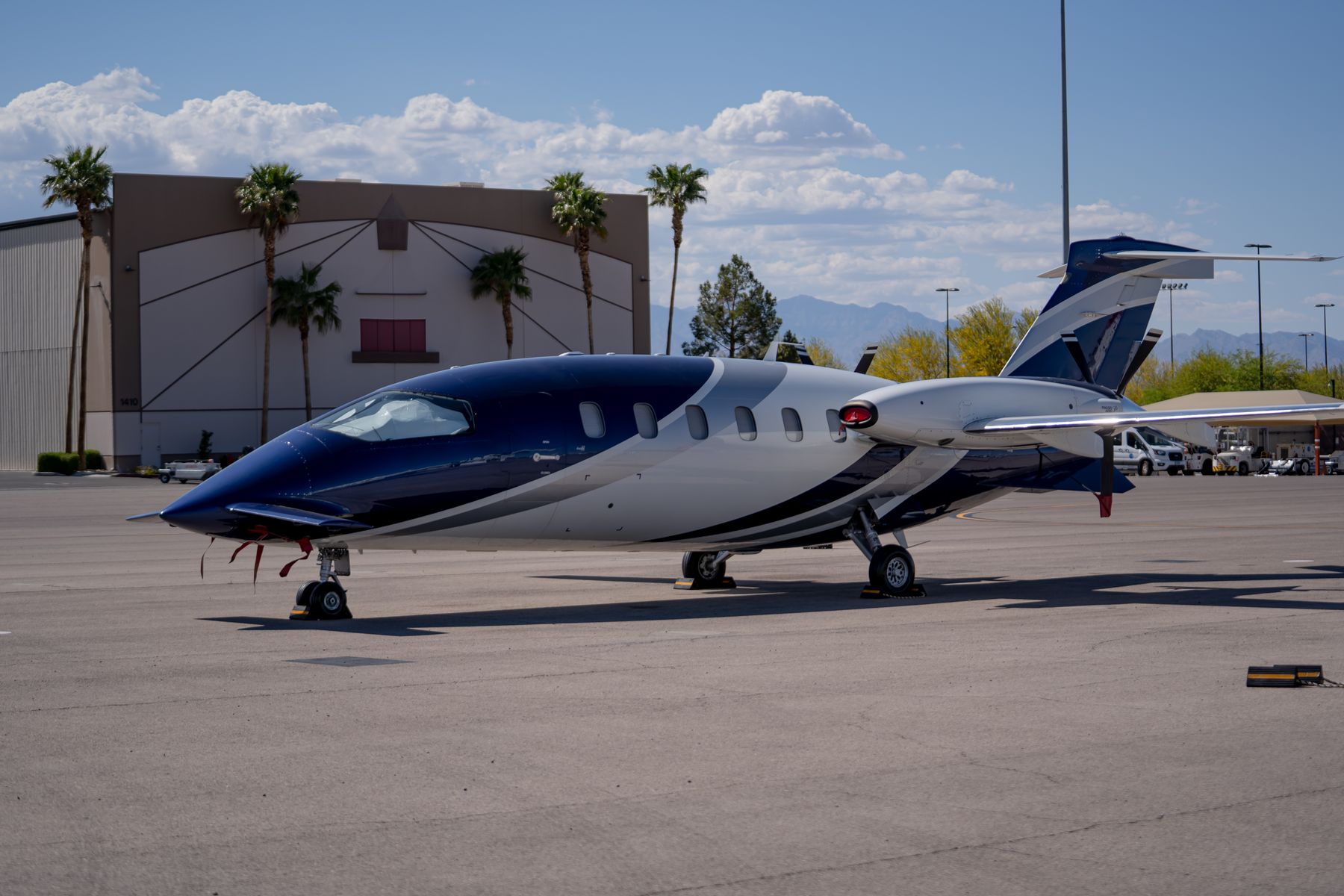 Piaggio Avanti on the ramp, wide