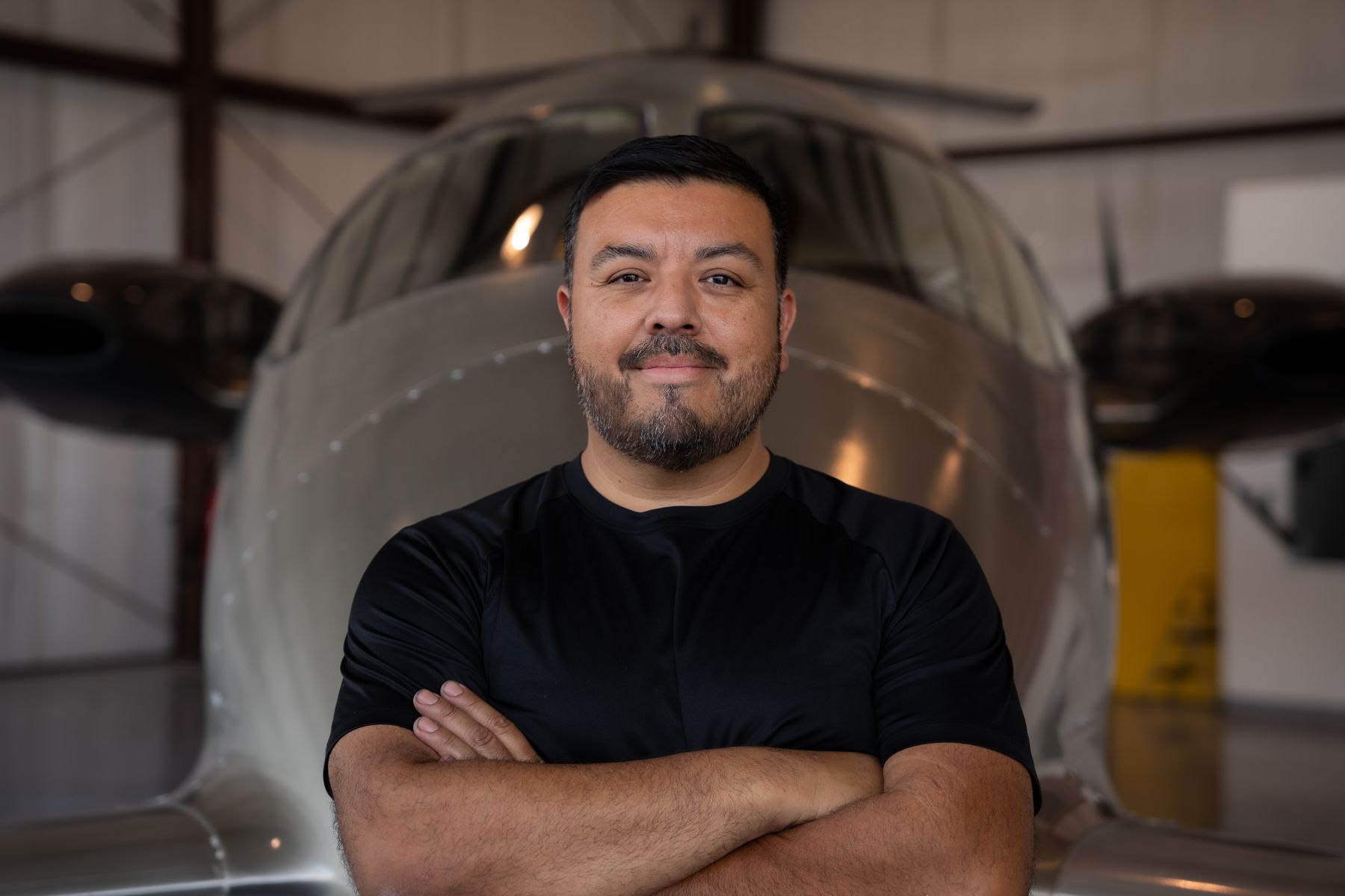 Open Sky technician in the hangar