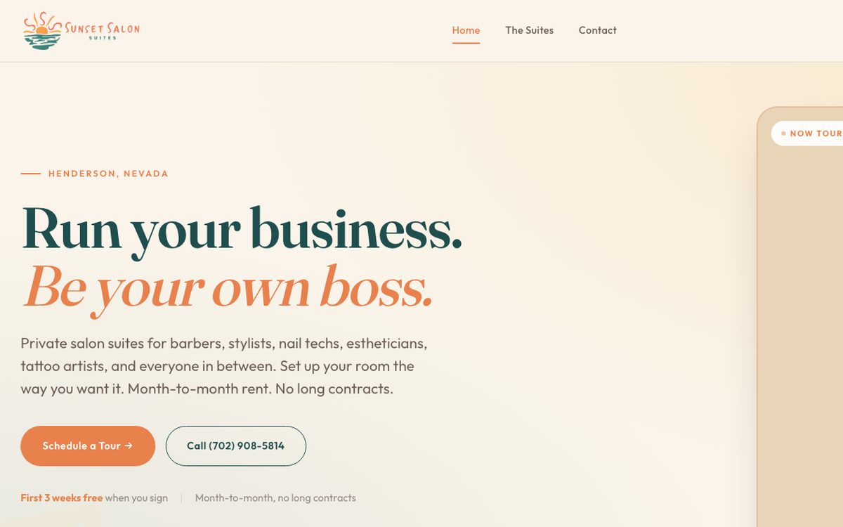 Sunset Salon Suites homepage